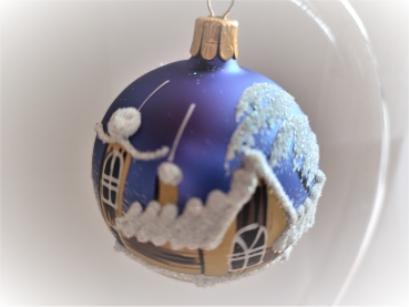Bauble winter landscape - blue, matt